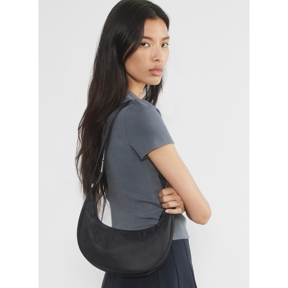Aritzia Sunday Best Phoebe Mini Shoulder Bag Black Nylon - Picture 6 of 7